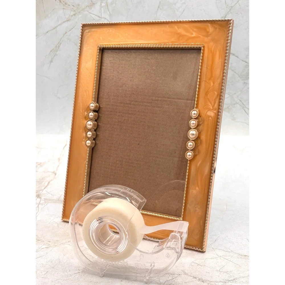 Enamel Embellished Metal Standing Picture Frame 4.5